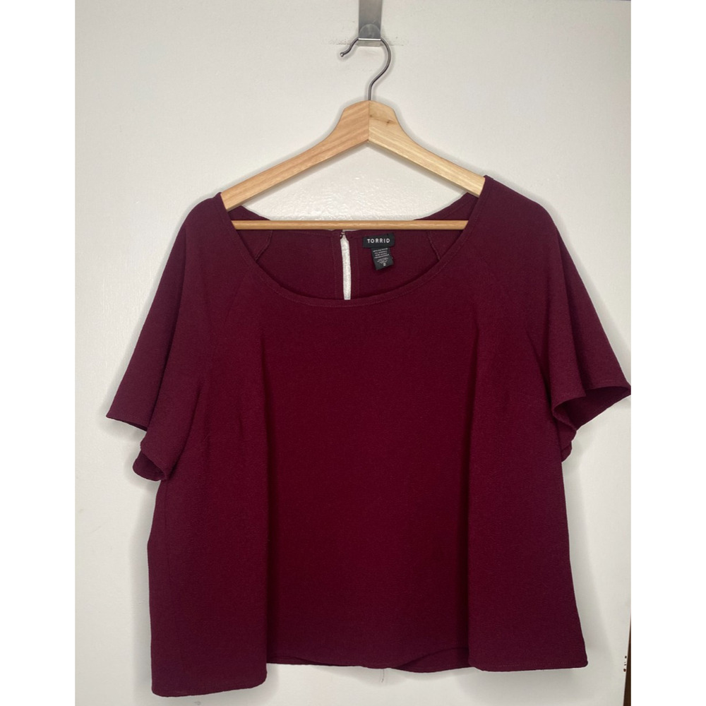 Torrid Burgundy Short Sleeve Flutter Sleeve Top – Plus Size 2X
